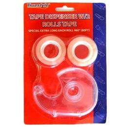 96 Wholesale Clear Tape W Dispenser With 2 Refill