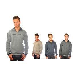 24 Pieces 1/4 Zip Fancy Sweater 100% Acrylic - Mens Sweat Shirt