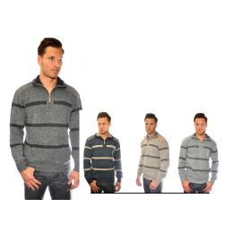 24 Wholesale 1/4 Zip Fancy Sweater 100% Acrylic
