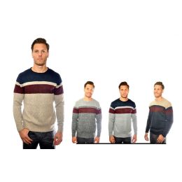 24 Wholesale Crew Neck Fancy Sweater 100% Acrylic
