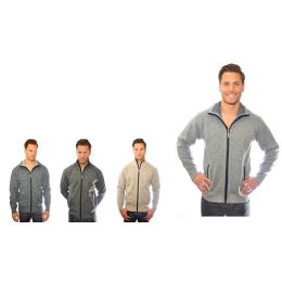 24 Wholesale Full Zip Fancy Sweater W/ Fleece Lining 100% Acrylic