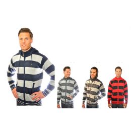 24 Wholesale Full Zip Hooded Sweater 100% Acrylic