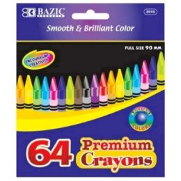 48 Wholesale Bazic 64 Ct. Color Crayo