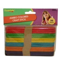 96 Wholesale 50pc Jumbo Colored Craft Sticks