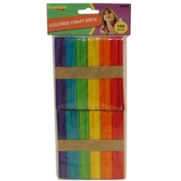96 Pieces 100pc Colored Craft Sticks(size:114*10*2 - Craft Wood Sticks and Dowels