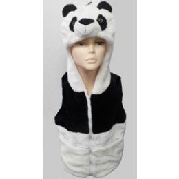 24 Pieces Panda Kid's Vest W.hood - Winter Animal Hats