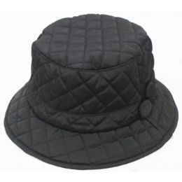 48 of Ladies' Rain Hat W/ Buttons Assorted Colors