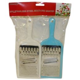 72 Wholesale 2 Piece Graters Stainless Steel Multi Use
