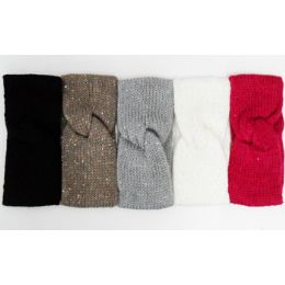 72 Bulk Knit Head Band Assorted Colors W/ Sequins