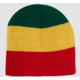 72 Pieces Tri Color Beanie - Winter Beanie Hats
