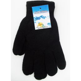 72 Wholesale Large Magic Gloves In Black Heavy Knit