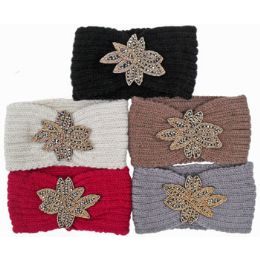 48 Wholesale Knit Head Band W/ Rhinestone Patch