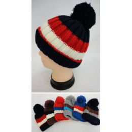 36 Pieces Boys And Girls Fleece Lined Winter Beanie With Pom Pom - Winter Beanie Hats