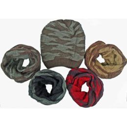 24 Pieces Camo Reversible Double Layer Beanie/ Neck Warmer - Winter Beanie Hats