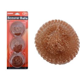 96 Wholesale Scourer Balls 3pc Gold 30gm