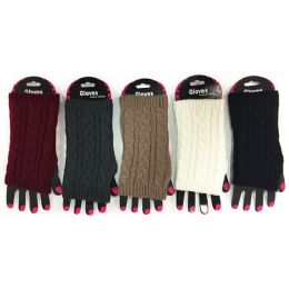 36 Bulk Wholesale Cable Knitted Fingerless Gloves Assorted