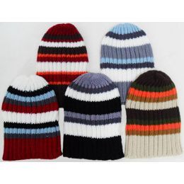 60 Pieces Beanie With Stripes - Winter Beanie Hats
