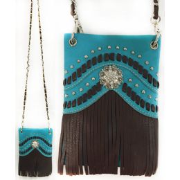 6 Wholesale Wholesale Studded Phone Pocket Sling Purse Chain Strap Turquoise