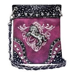 6 Wholesale Horse Design Phone Pocket Sling Purse With Chain Strap