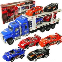 24 Wholesale 5 Piece Car Carriers W/ 4 Race Cars