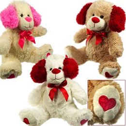 18 Wholesale Plush Lovey Dogs W/ Heart Paws