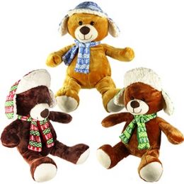 24 Wholesale Plush Winter Bears W/ Hats & Scarves