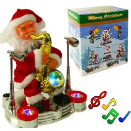 12 Pieces Saxophone Playing Santa Claus W/ Lights & Music - Christmas Decorations