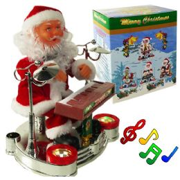24 Pieces Piano Playing Santa Claus With Lights And Muisc - Christmas Decorations