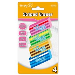 144 Wholesale Four Piece Striped Eraser