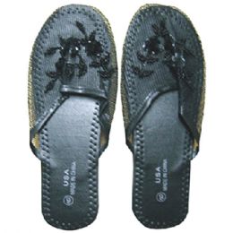 72 Wholesale Women's Chinese Slippers (black Color Only)
