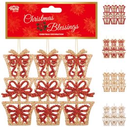 36 Pieces 3-Pack Presents Assorted Colors Reds - Christmas Ornament