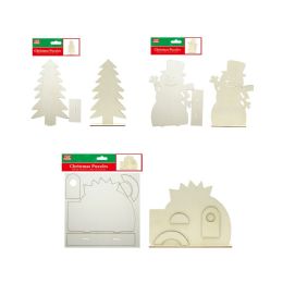 24 Pieces of Christmas Puzzles Tree And Snowman Diy Wooden Craft