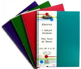 48 Pieces 1 Subject Notebook 60 Sheet Electricz Poly Cover Assorted Colors - Notebooks