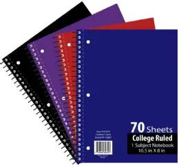 48 Wholesale 1 Subject 70 Sheet Notebook College Ruled
