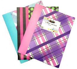 96 Wholesale Poly Portfolios 2 Pocket Fashion Plaid Polka Dot Prints