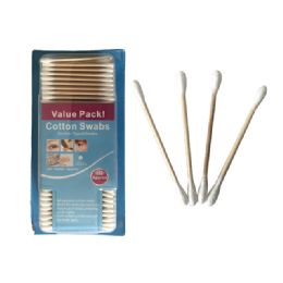 72 Pieces Cotton Swab 550 Count Wood - Bath And Body