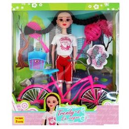 12 Wholesale Trendy's Doll With Bicycle Playsets