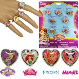 72 Wholesale Disney 7 Piece Kiddie Ring Sets.
