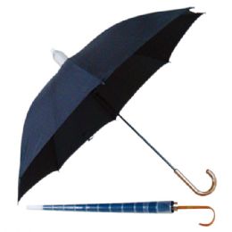 48 Wholesale Long Black Umbrella With Wood U Shape Handle