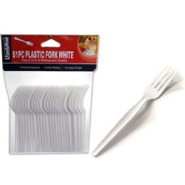 72 Units of White Plastic Fork 51 Counts - Disposable Cutlery