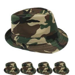 72 Wholesale Fedora Hat - Camouflage Color