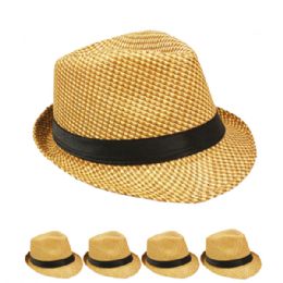48 Wholesale Tan And Brown Color Fedora Hat