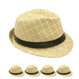 24 Wholesale Vintage Jazz Style Brown Trilby Fedora Hat