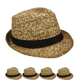 48 Pieces Lightweight Crushable Brown Trilby Fedora Hat - Fedoras, Driver Caps & Visor