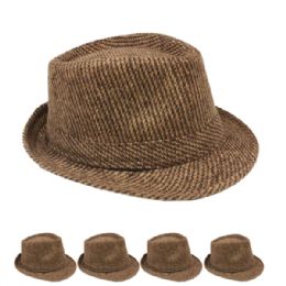 48 Wholesale Brown And Tan Striped Fedora