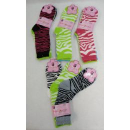 120 Wholesale Ladies Crew Socks 9-11 [zebra]