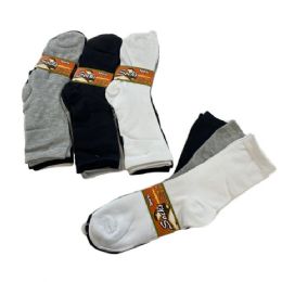 60 Wholesale Womens Basic Color Crew Socks - White Black Gray