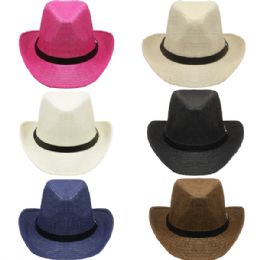 24 Pieces Western Cowboy Hat In Assorted Color - Cowboy & Boonie Hat