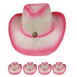 24 Units of Pink Colored Cowboy Hat - Cowboy & Boonie Hat