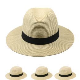 24 Pieces Mens Summer Hat With Black Band - Sun Hats